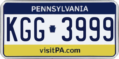 PA license plate KGG3999