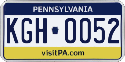 PA license plate KGH0052