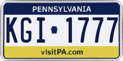PA license plate KGI1777