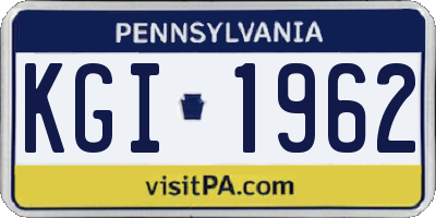PA license plate KGI1962