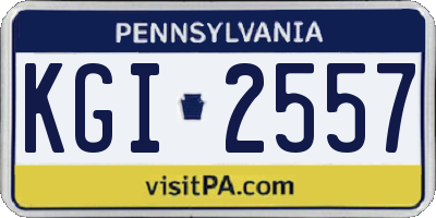 PA license plate KGI2557
