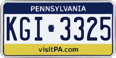 PA license plate KGI3325
