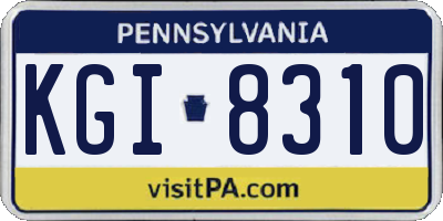 PA license plate KGI8310