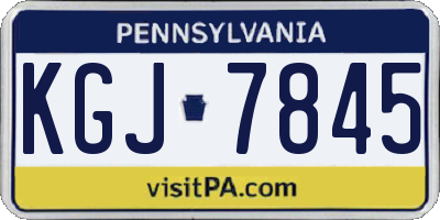 PA license plate KGJ7845