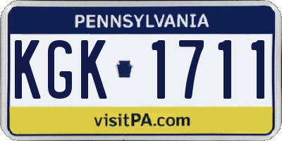 PA license plate KGK1711