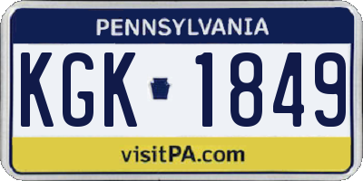 PA license plate KGK1849
