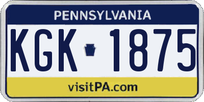 PA license plate KGK1875
