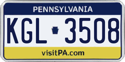 PA license plate KGL3508