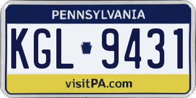 PA license plate KGL9431