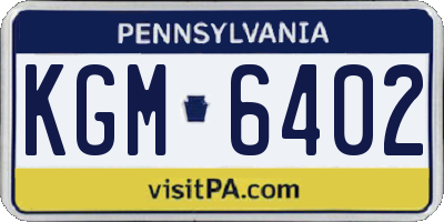 PA license plate KGM6402