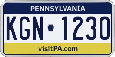 PA license plate KGN1230