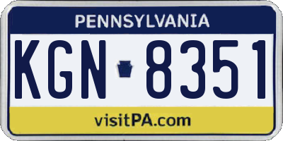 PA license plate KGN8351