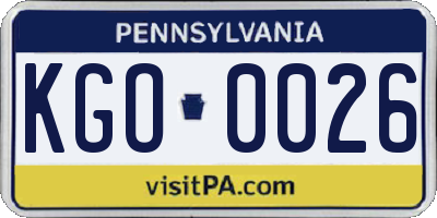 PA license plate KGO0026