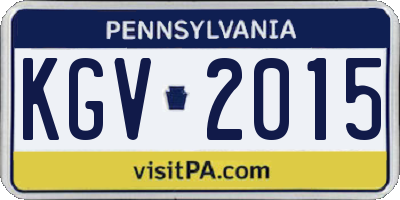PA license plate KGV2015