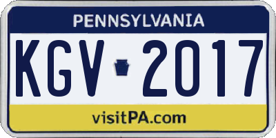 PA license plate KGV2017