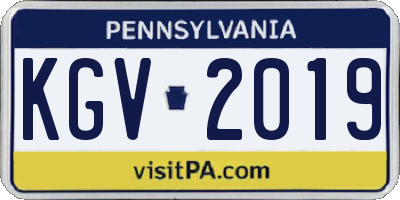 PA license plate KGV2019