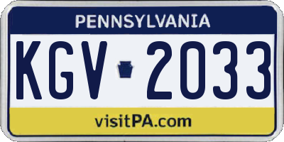 PA license plate KGV2033