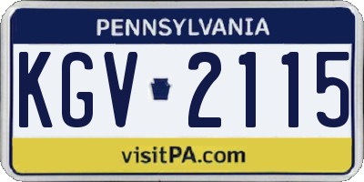 PA license plate KGV2115