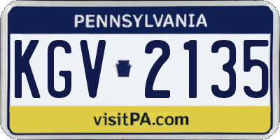 PA license plate KGV2135