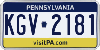 PA license plate KGV2181