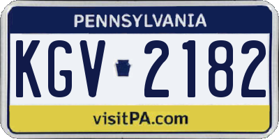 PA license plate KGV2182