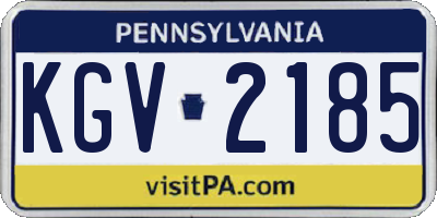 PA license plate KGV2185