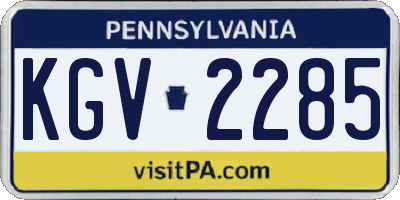 PA license plate KGV2285