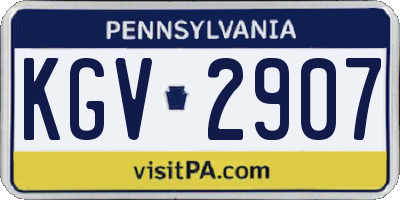 PA license plate KGV2907