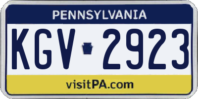 PA license plate KGV2923