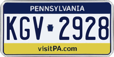 PA license plate KGV2928