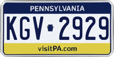 PA license plate KGV2929
