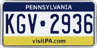 PA license plate KGV2936