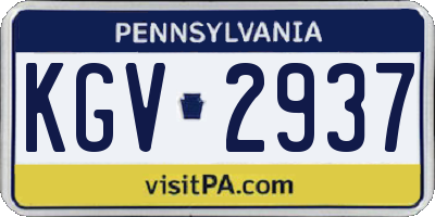 PA license plate KGV2937