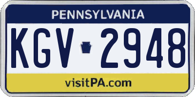 PA license plate KGV2948