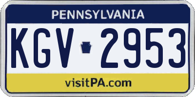 PA license plate KGV2953