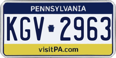 PA license plate KGV2963