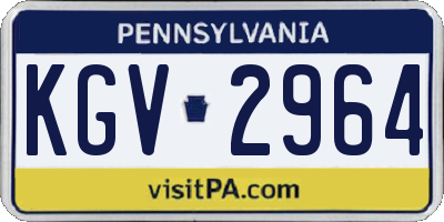 PA license plate KGV2964