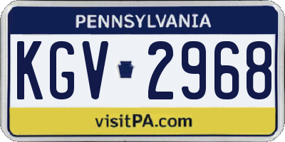 PA license plate KGV2968