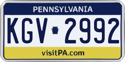 PA license plate KGV2992