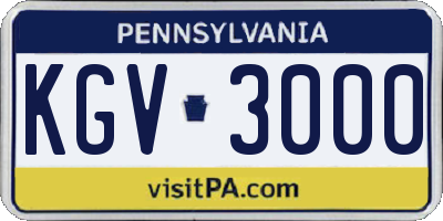 PA license plate KGV3000