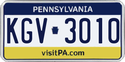 PA license plate KGV3010