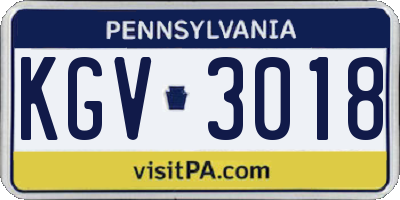 PA license plate KGV3018