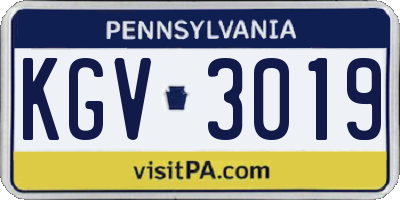 PA license plate KGV3019