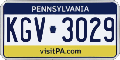 PA license plate KGV3029