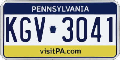 PA license plate KGV3041