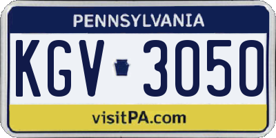 PA license plate KGV3050
