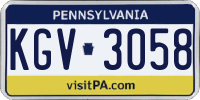 PA license plate KGV3058