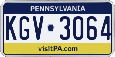 PA license plate KGV3064
