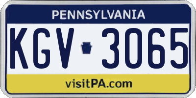 PA license plate KGV3065
