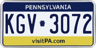 PA license plate KGV3072